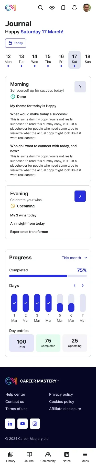 Career journal on a phone