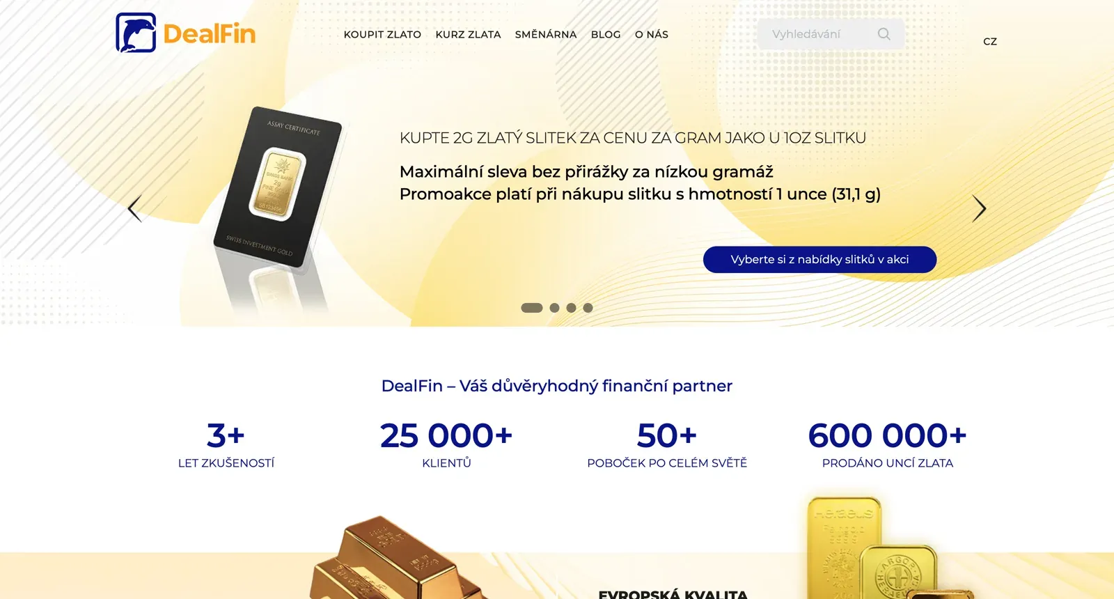 Home page: promo slider and the trust numbers