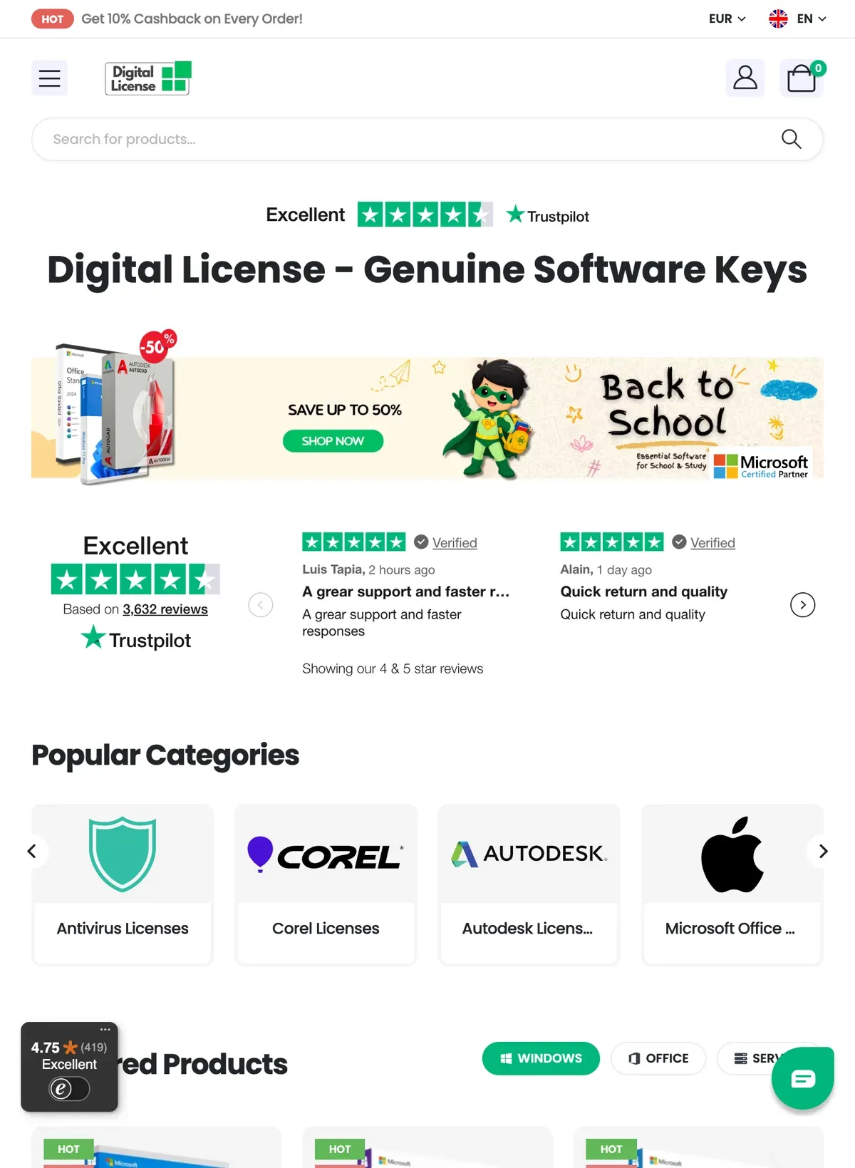 Home page on a tablet