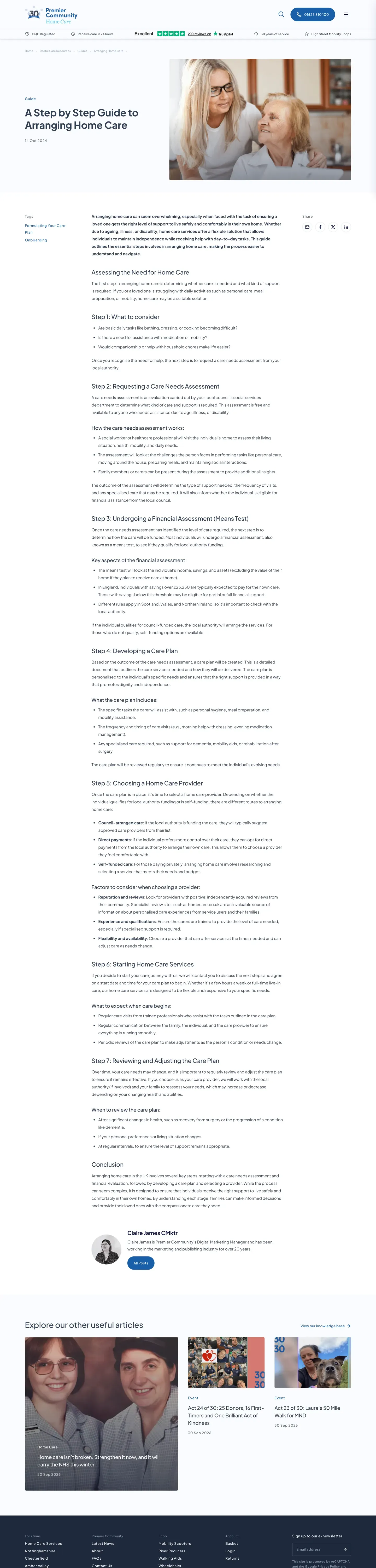 Guide page with contents and author
