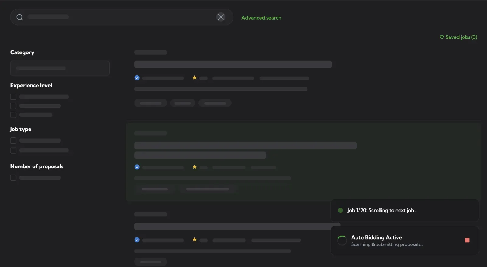 Auto-bidding scans the feed and submits proposals