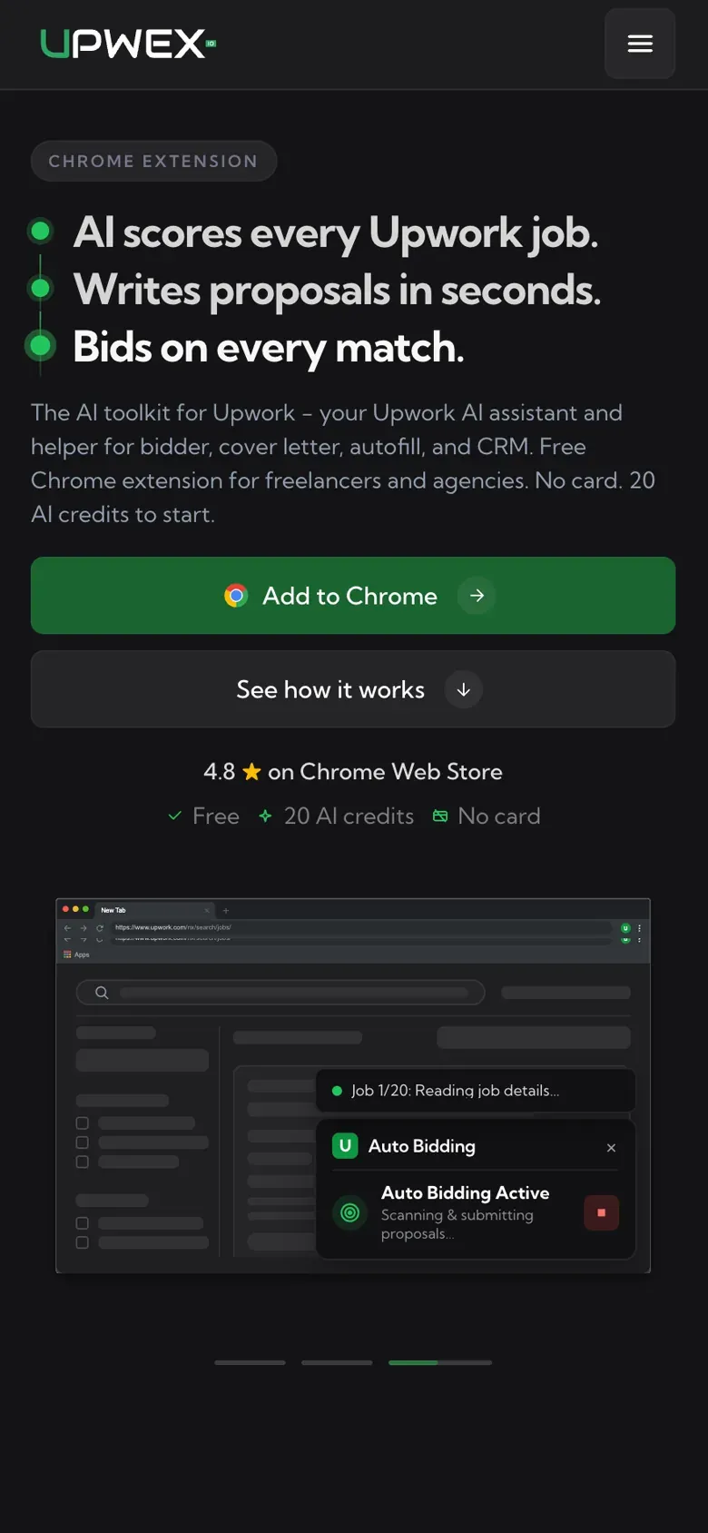 Landing page on a phone